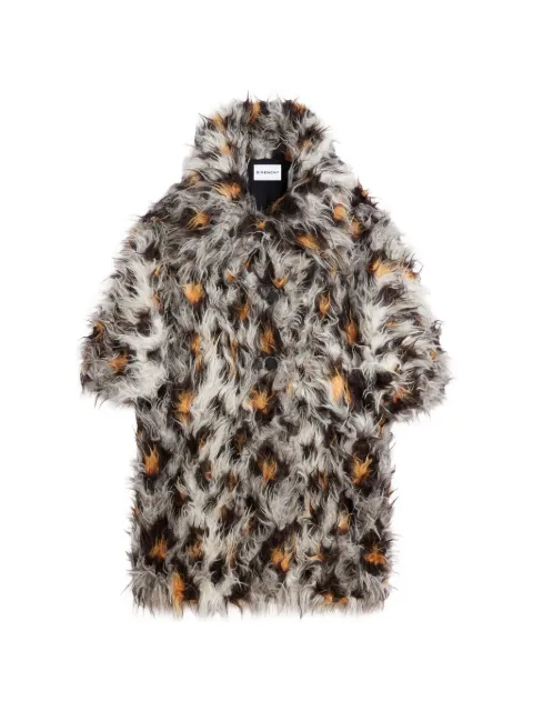 Givenchy long coat in alpaca wool with leopard jacquard