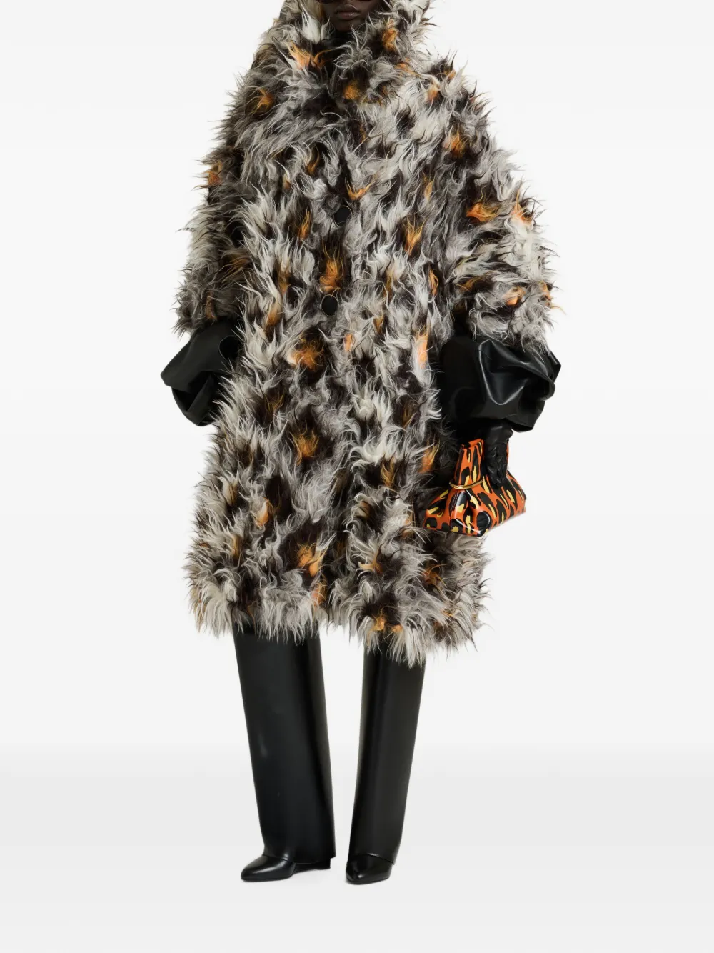 Givenchy Lange jas van alpacawol met luipaard-jacquard Grijs