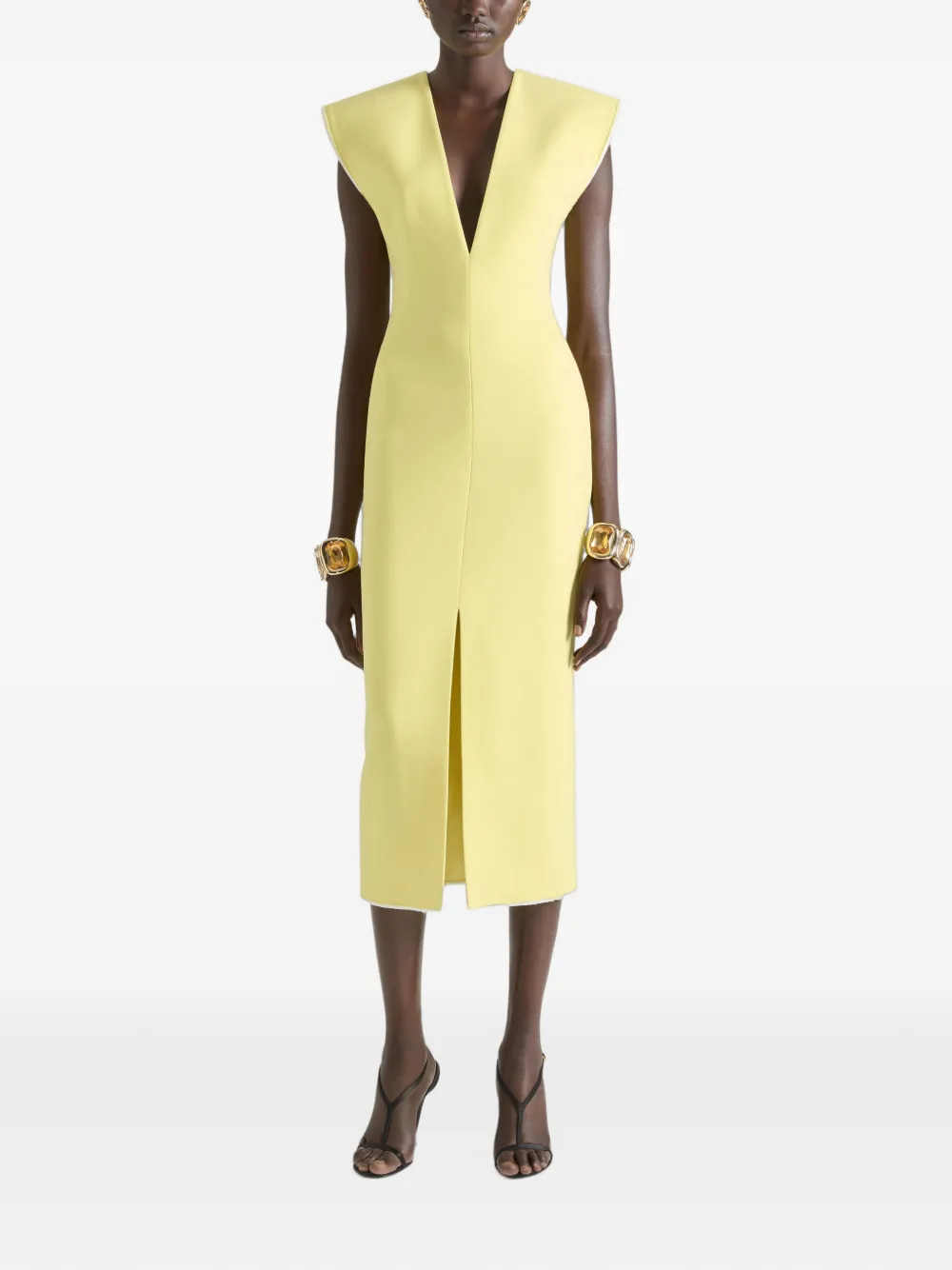Givenchy Wollen kokerjurk met V-hals Geel