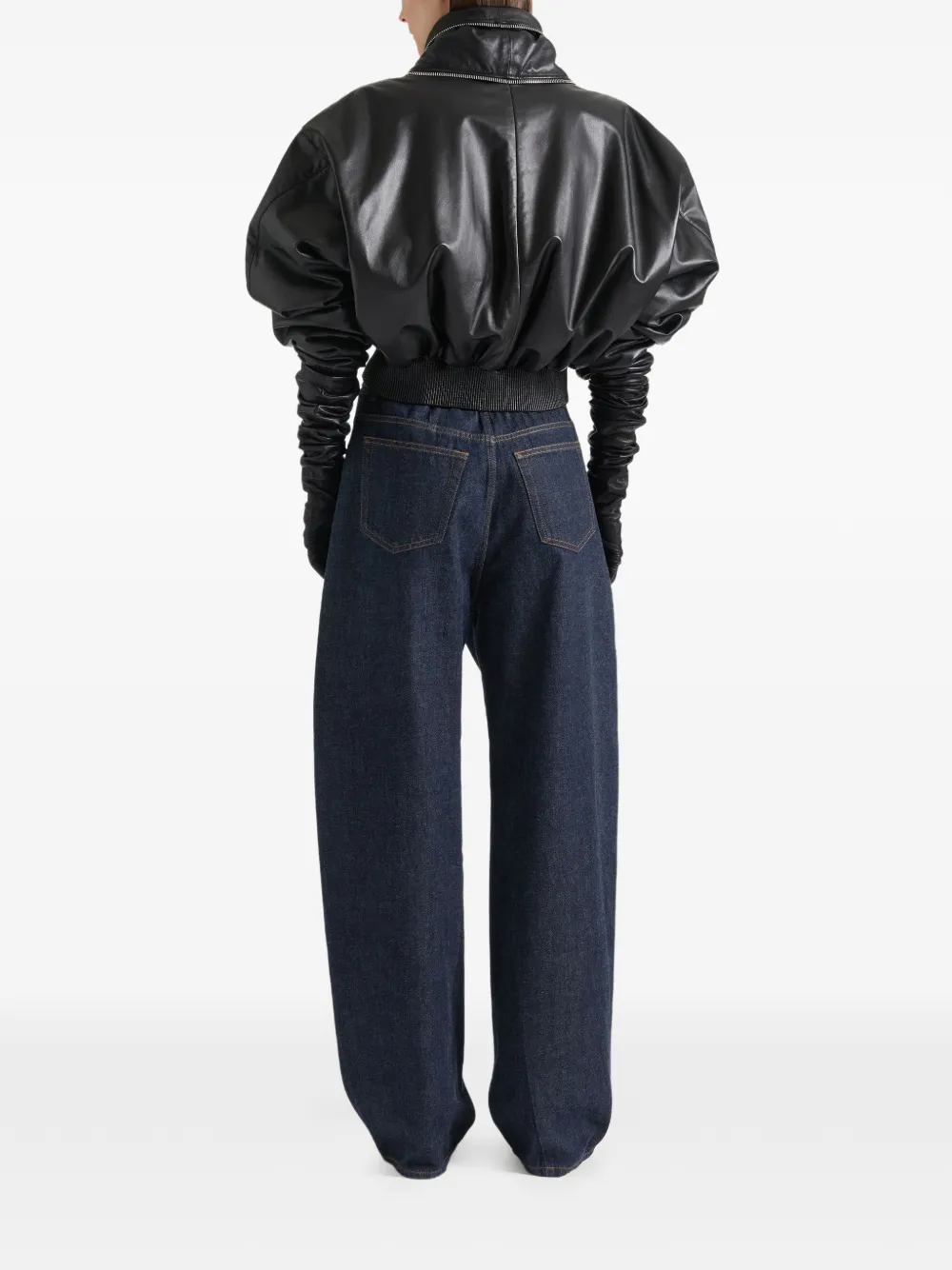 Givenchy Leren bomberjack met rits en sjaalkraag Zwart