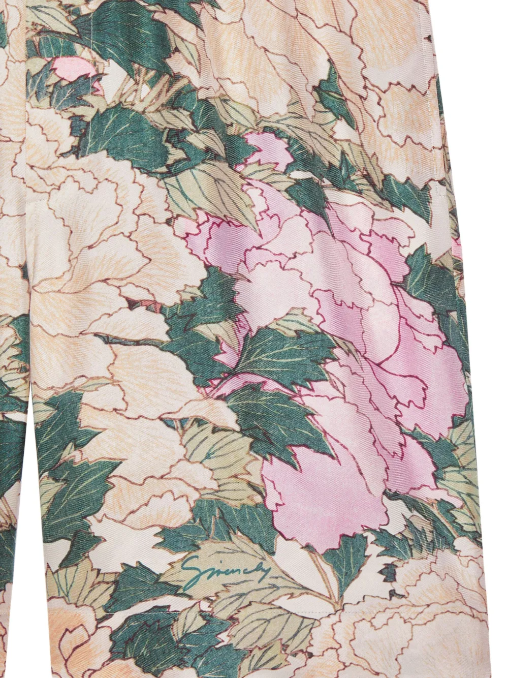 Givenchy Bermuda zijden shorts met Parel Flowers-print Beige