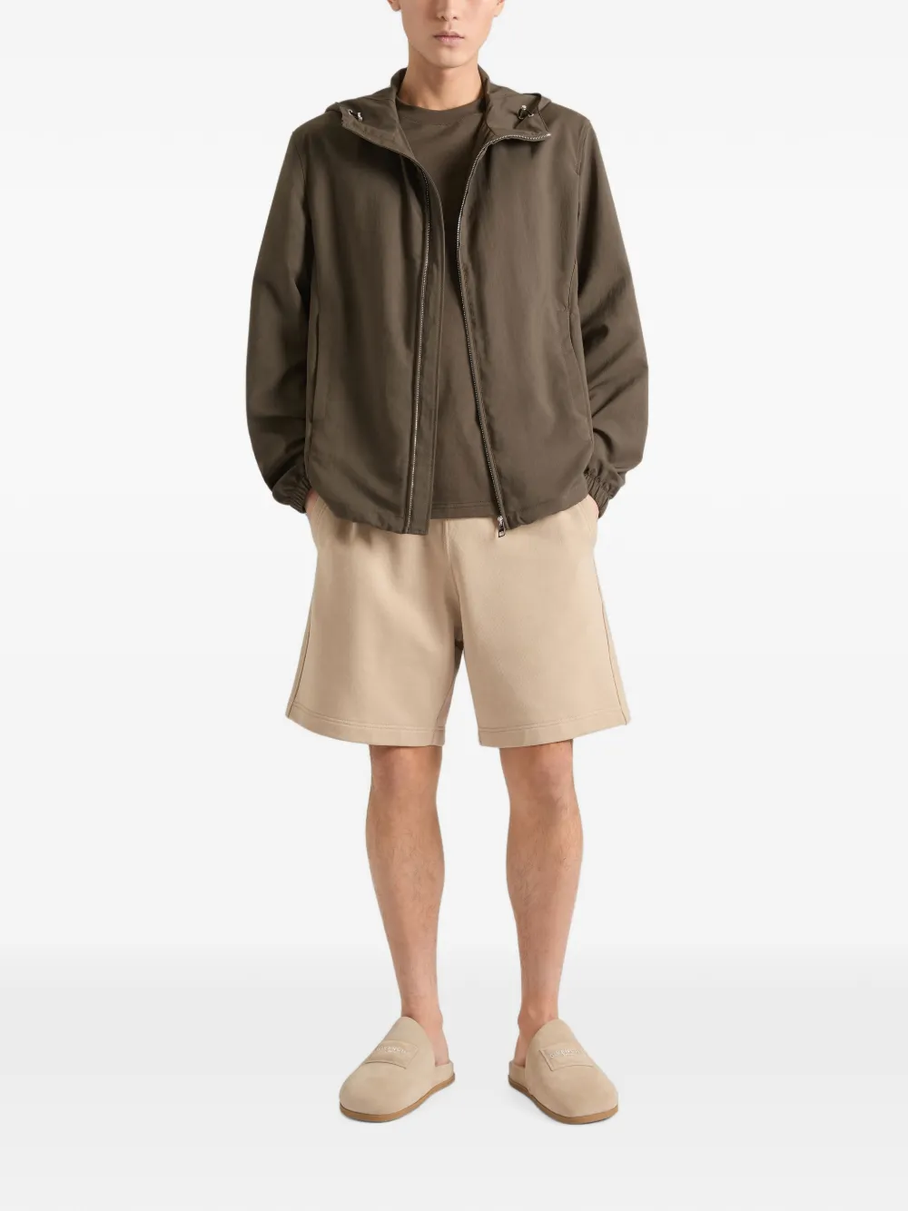 Givenchy Fleece bermuda shorts met Paris-grosgrain Beige