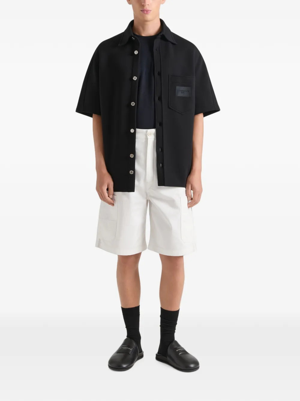 Givenchy Denim cargo bermuda shorts met visgraat-patroon Wit