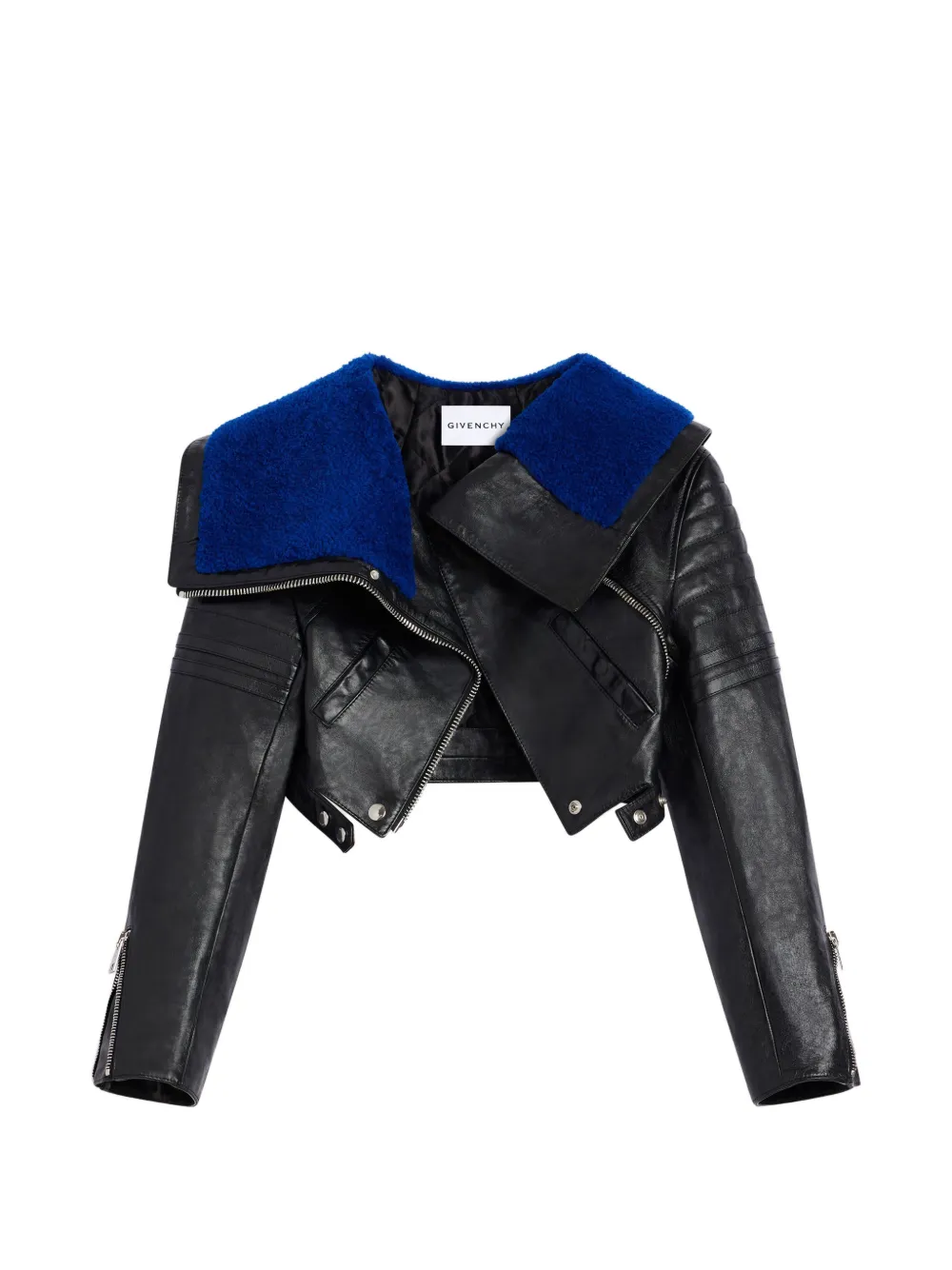 Givenchy shearling-trim cropped biker jacket - Nero