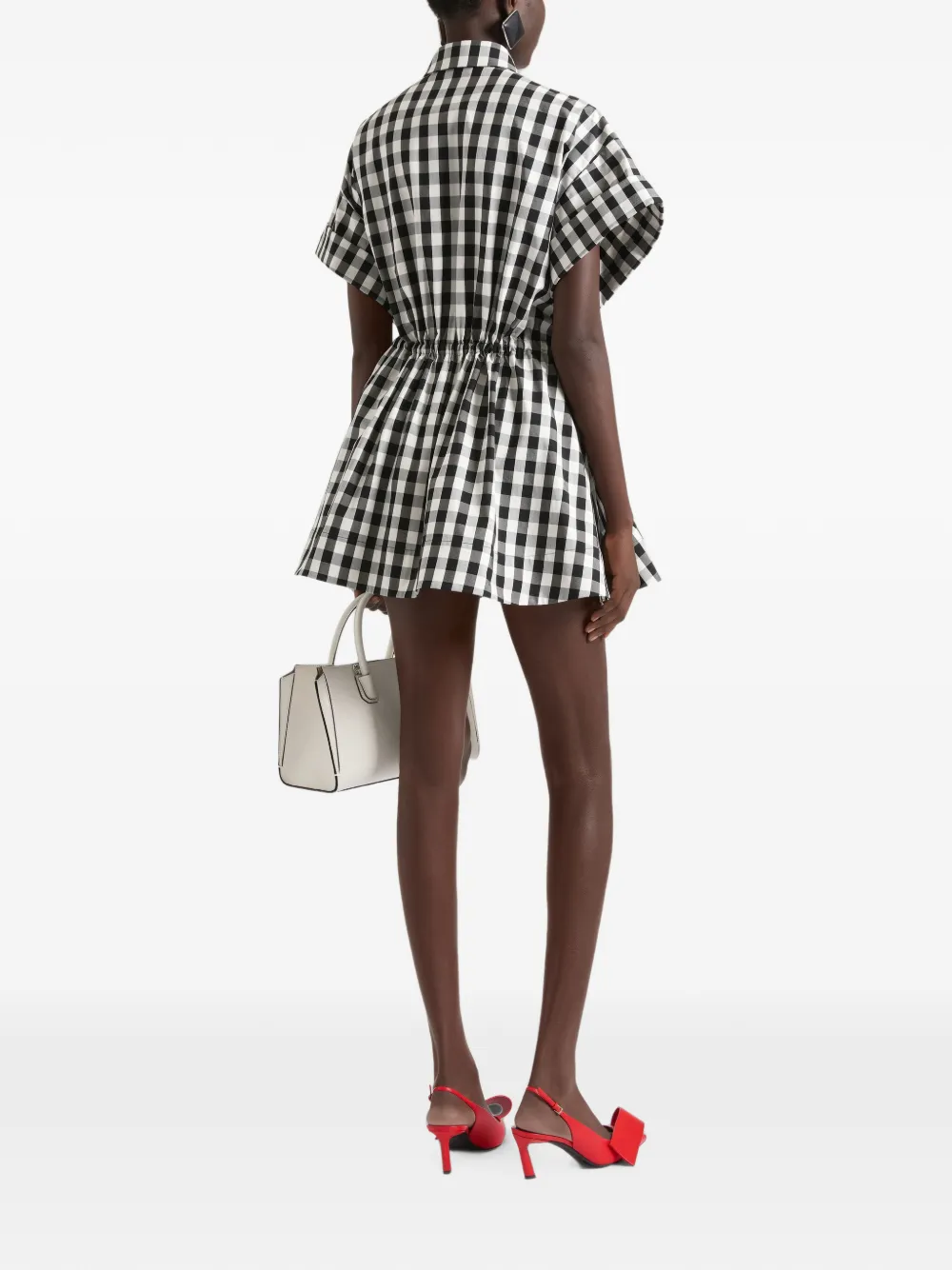 Givenchy Geruite katoenen mini-blousejurk Zwart