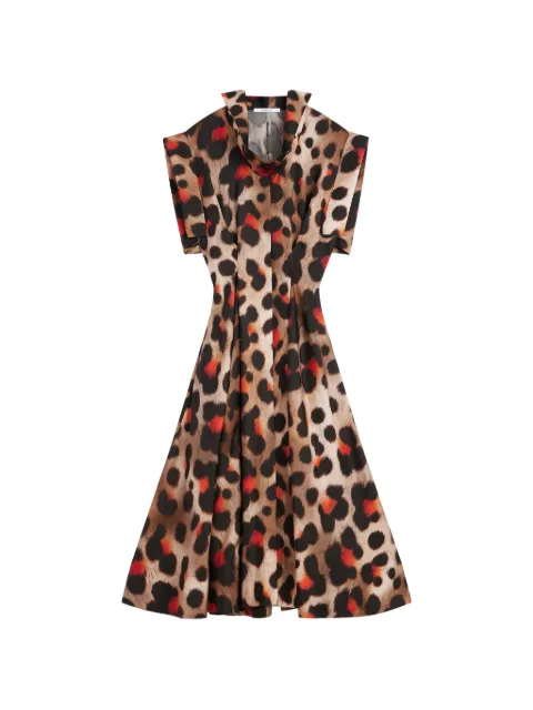 Givenchy shirt dress in leopard silk with deconstructed collar