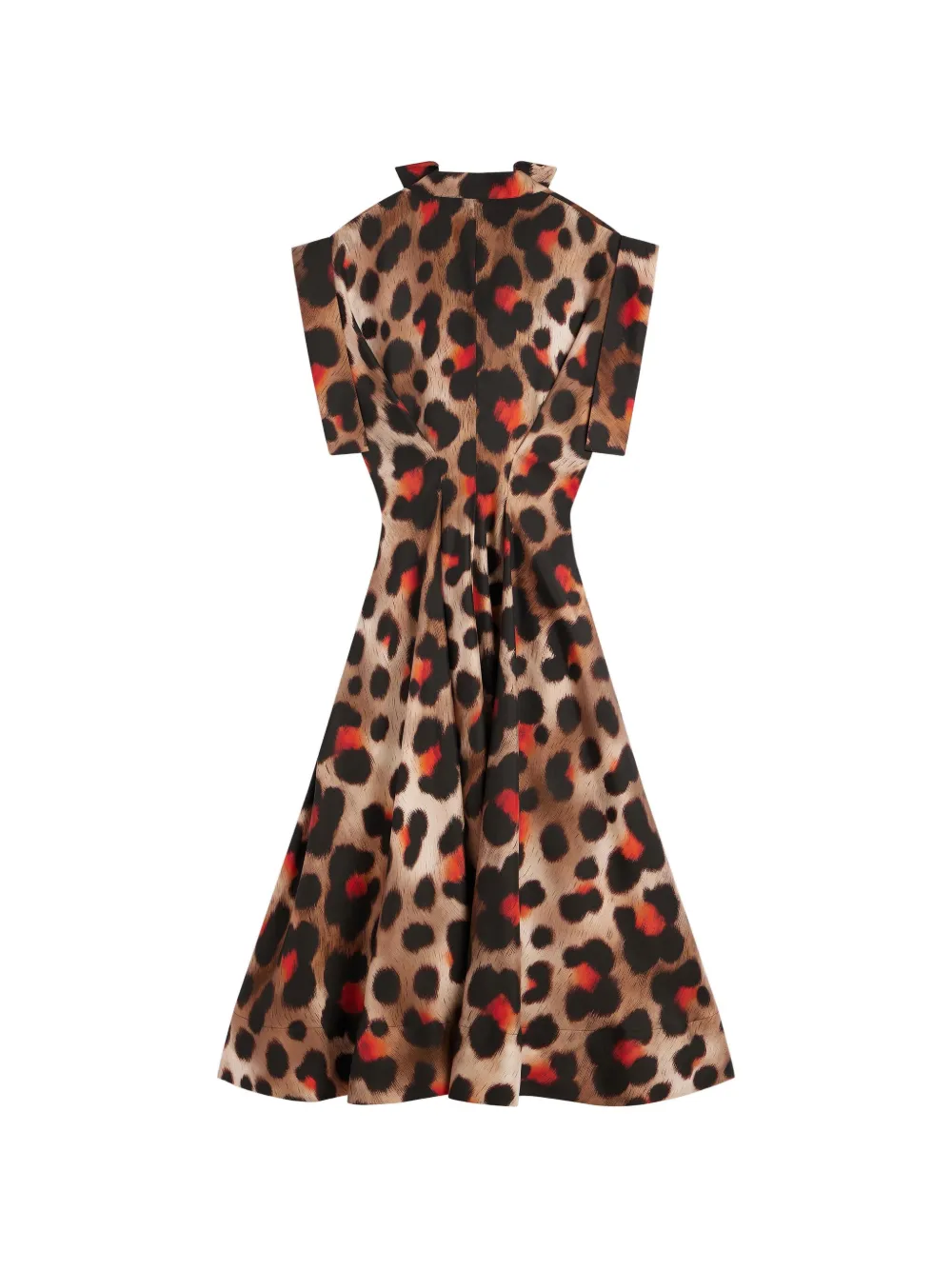Givenchy Zijden shirtjurk met gedeconstrueerde kraag en luipaard-print Beige