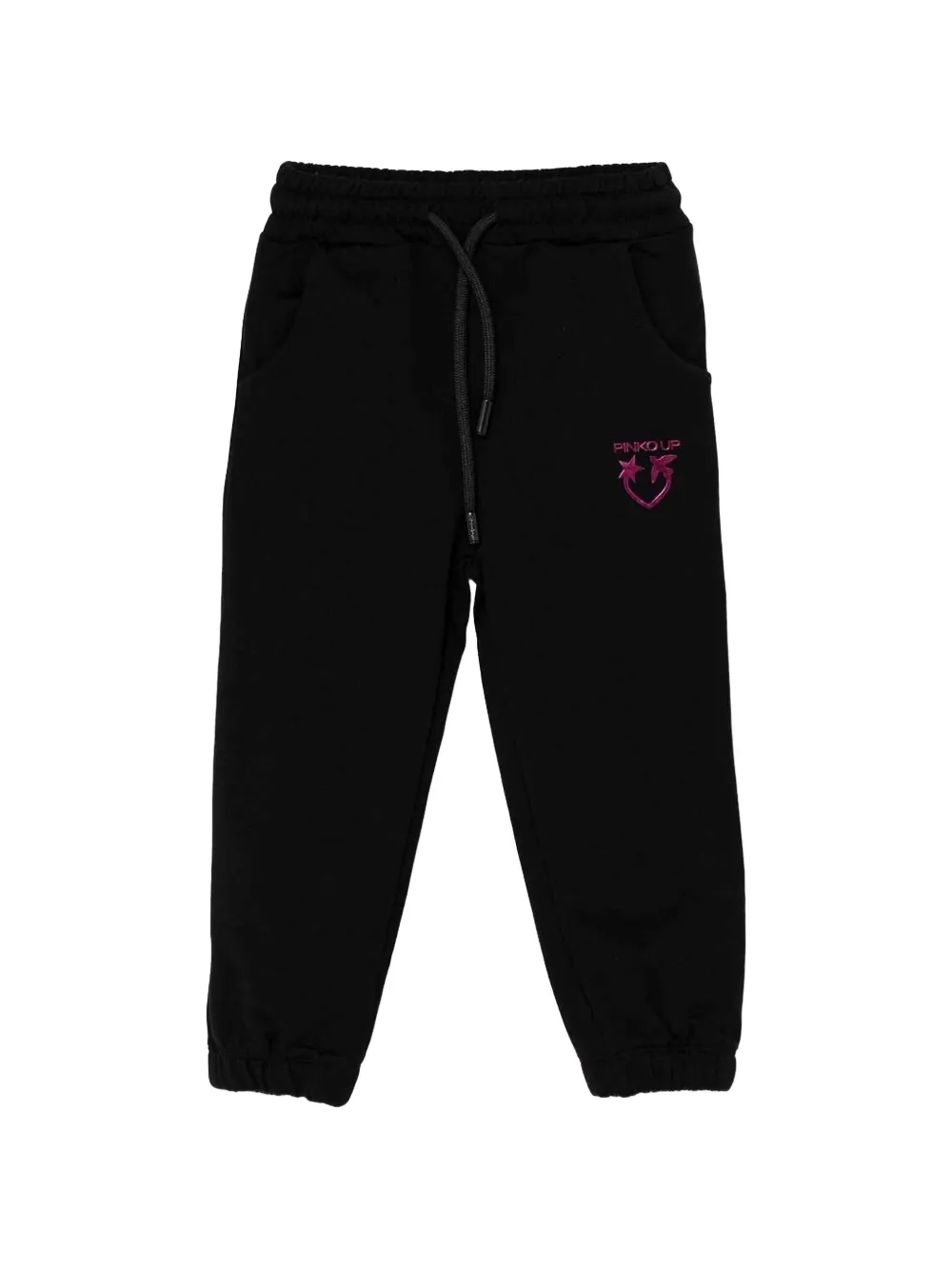 Pinko Kids Pantaloni sportivi con coulisse e logo ricamato - Nero