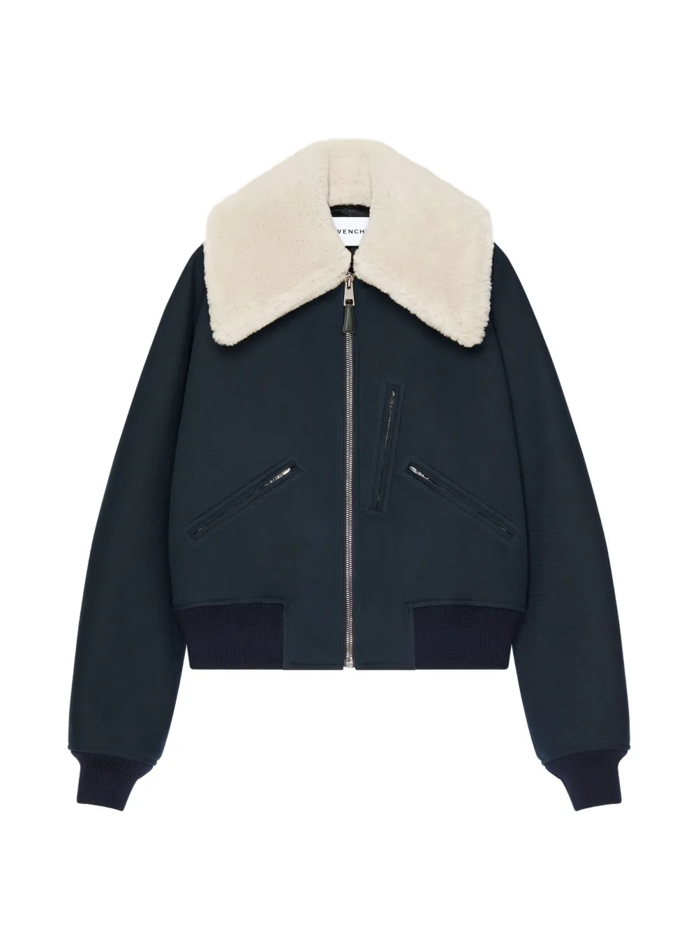 Givenchy Bomberjacke Aus Baumwolle Mit Shearling-kragen In Blau