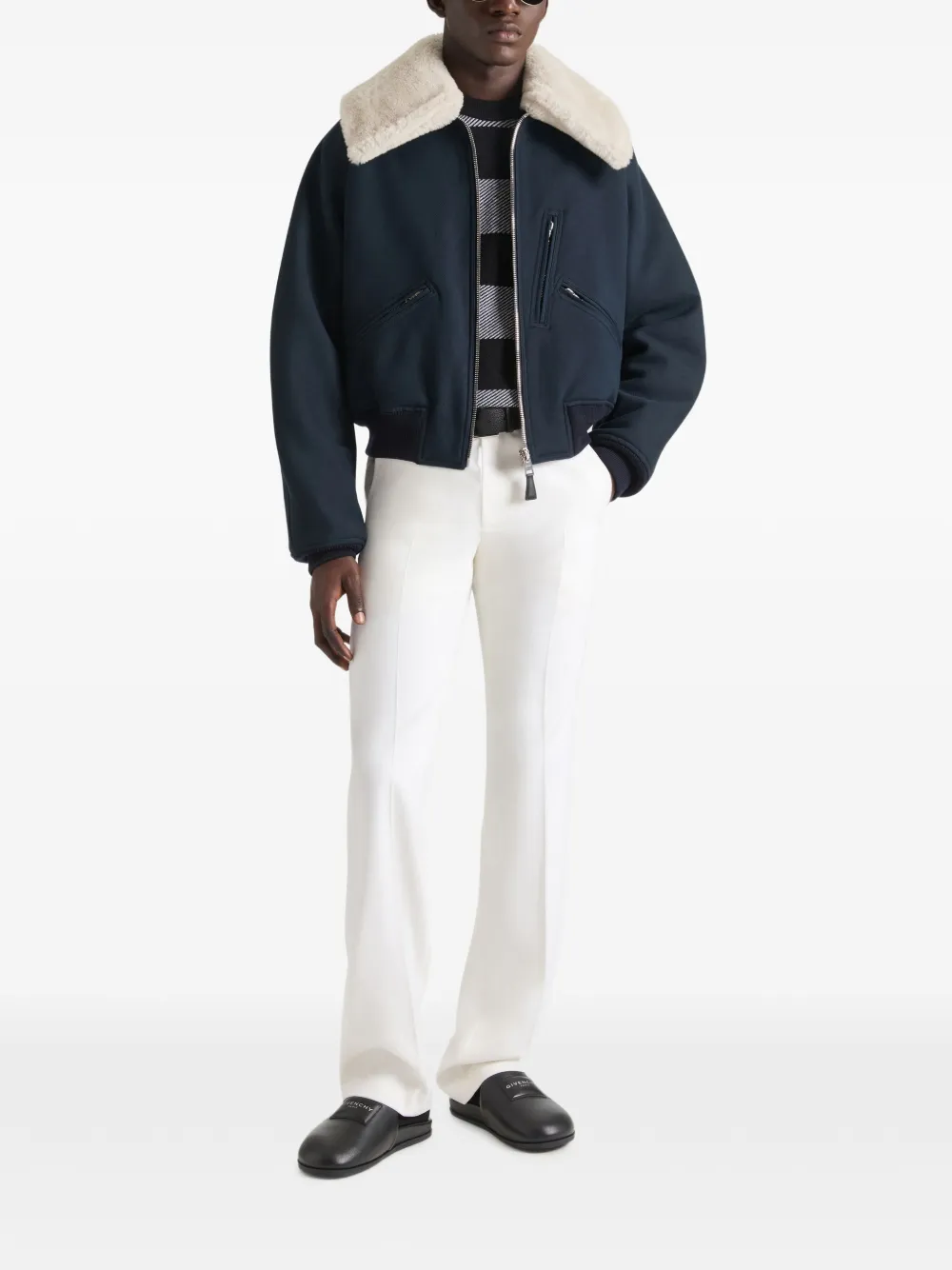 Givenchy Katoenen bomberjack met lammy kraag Blauw