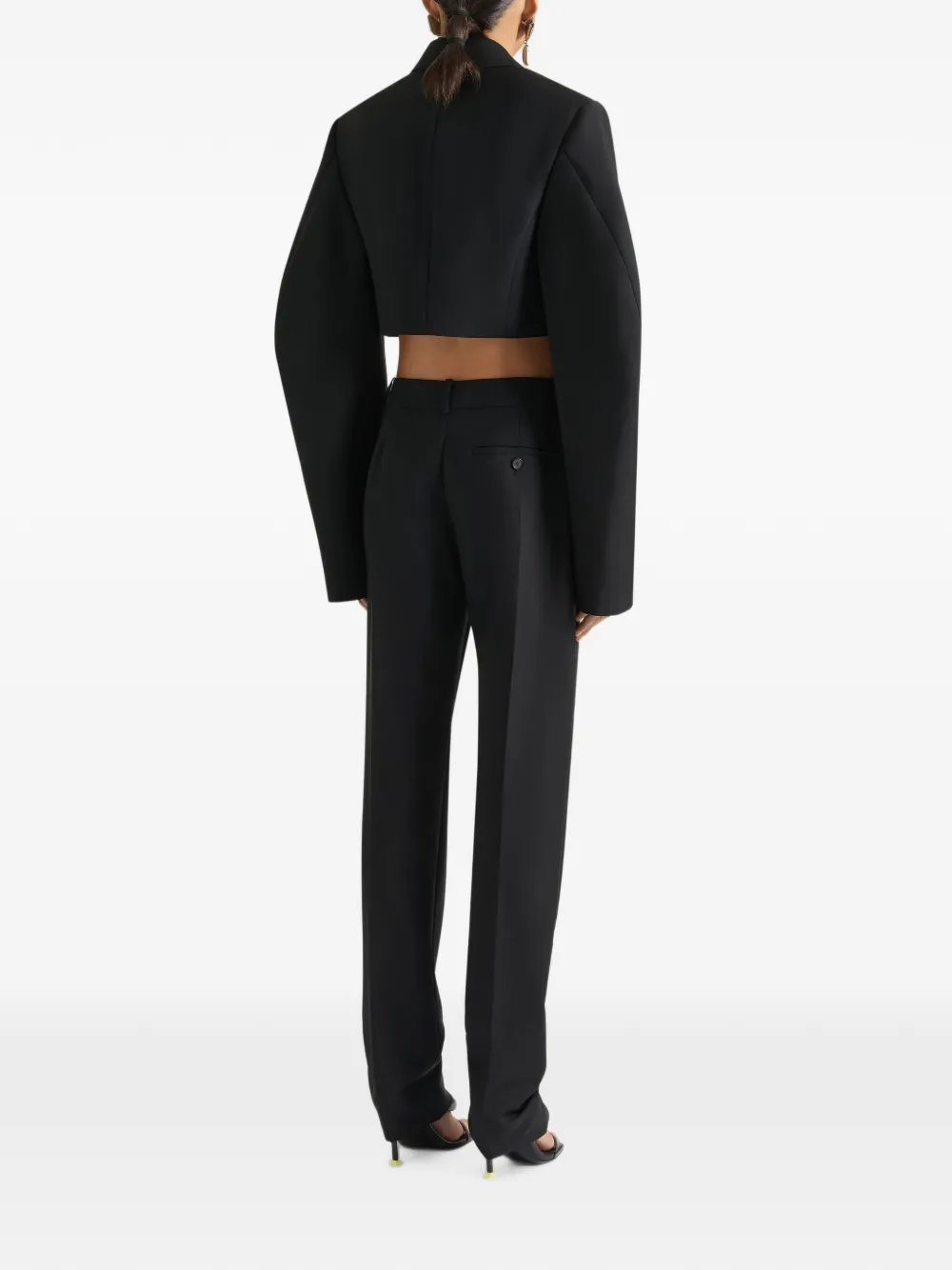 Givenchy Cropped Cocoon wollen en mohair jack Zwart