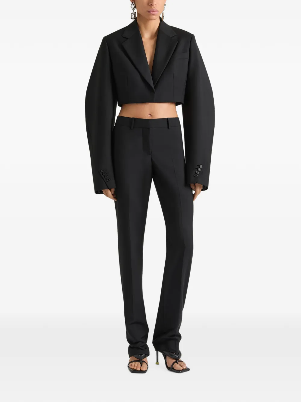 Givenchy Cropped Cocoon wollen en mohair jack Zwart
