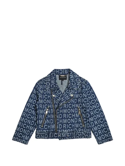 John Richmond Junior logo-print biker denim jacket