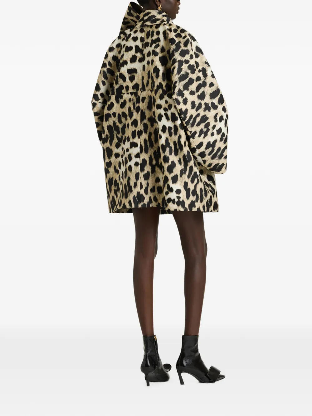Givenchy Cocoon jas met luipaard-jacquard en sjaal Beige