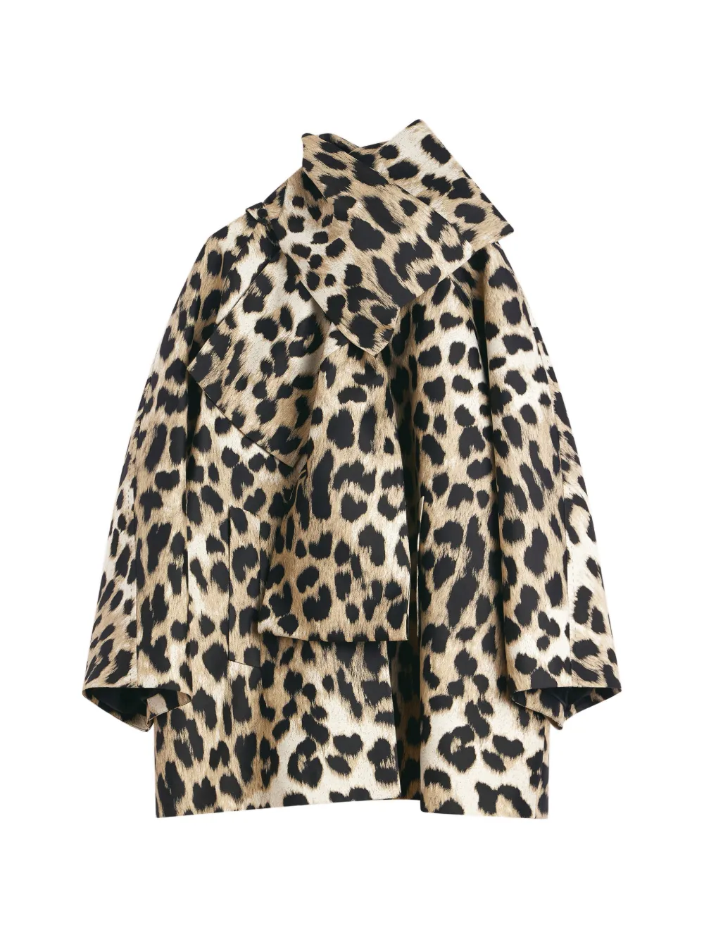 Givenchy Cocoon jas met luipaard-jacquard en sjaal Beige