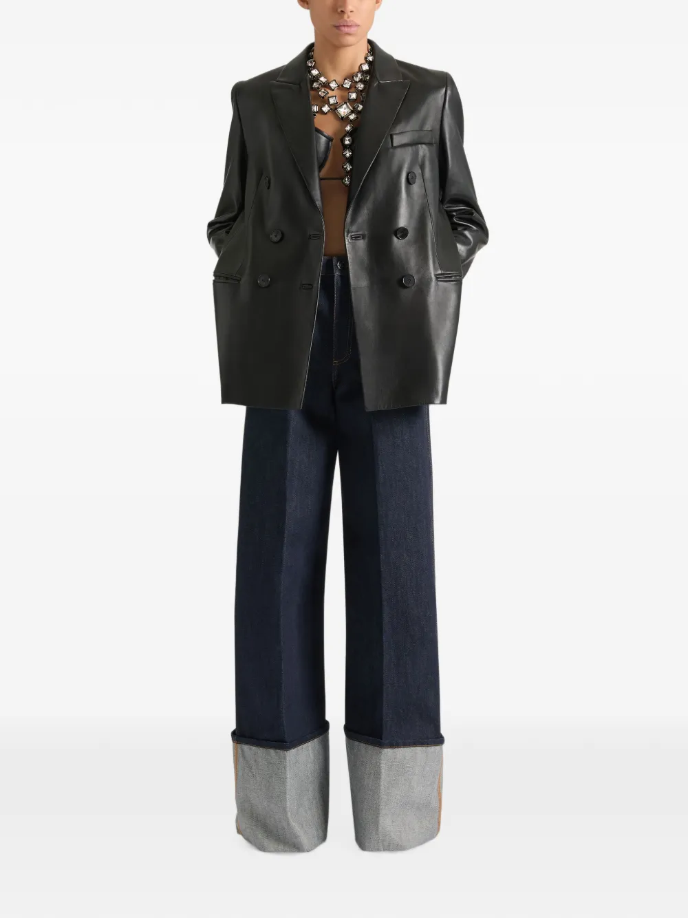 Givenchy Leren jack met dubbele rij knopen Zwart