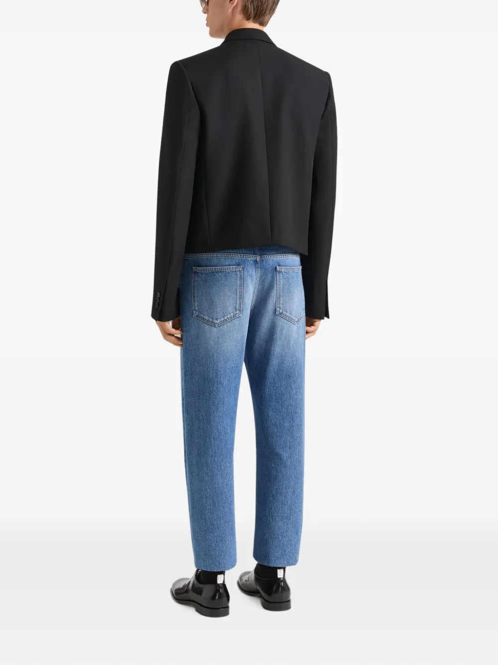 Givenchy Cropped wollen jack met enkele rij knopen en verfraaiing Zwart