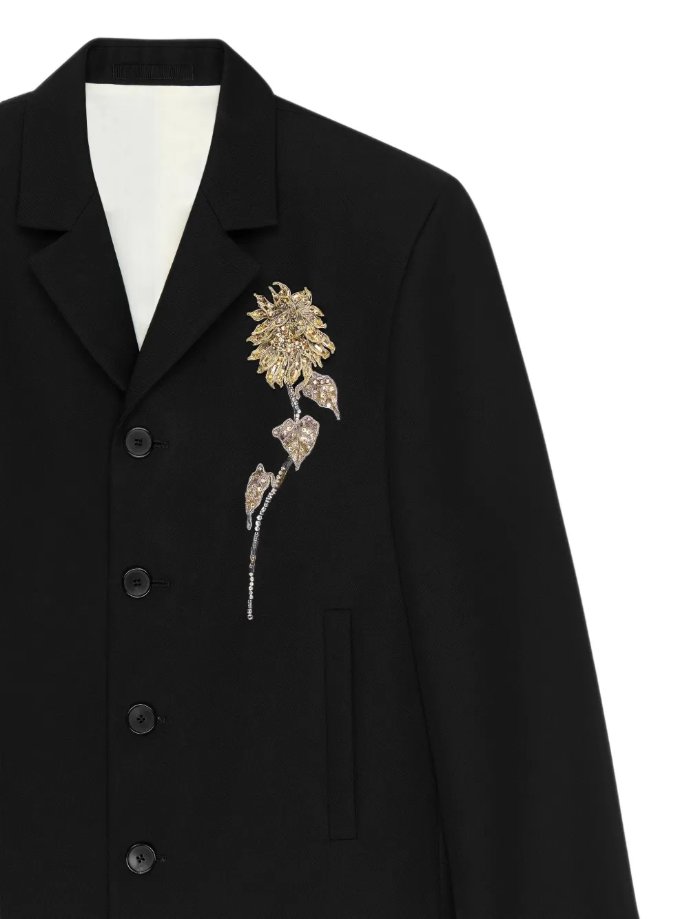 Givenchy Cropped wollen jack met enkele rij knopen en verfraaiing Zwart