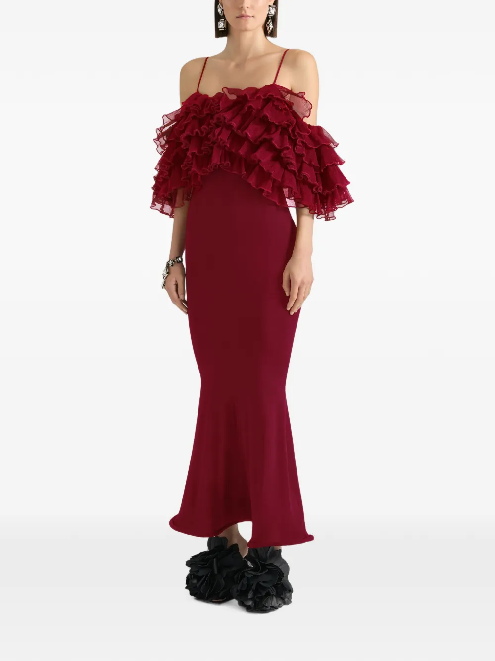 Givenchy Gebreide maxi-jurk met ruches Rood