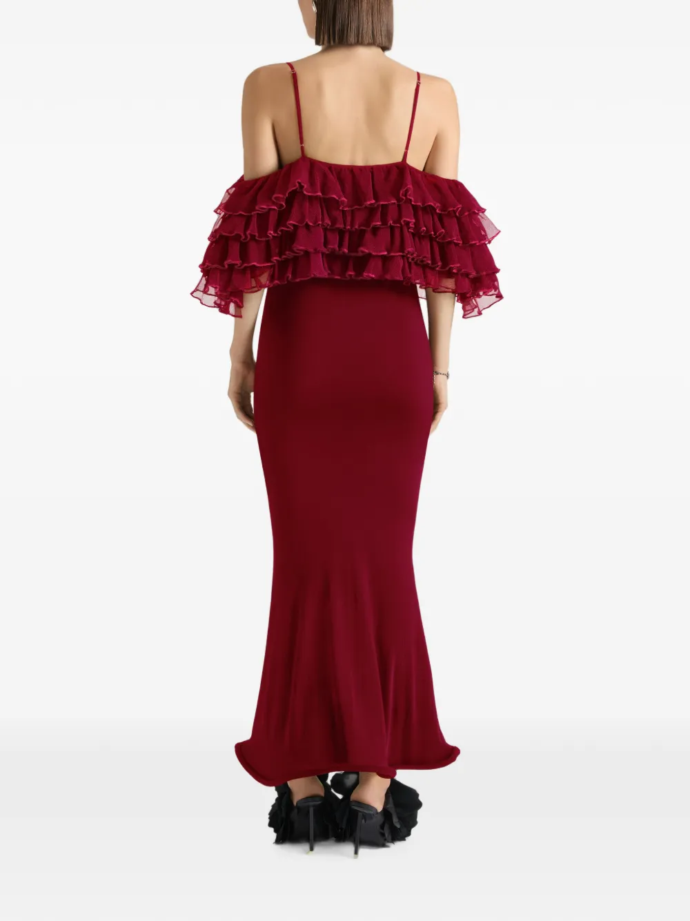 Givenchy Gebreide maxi-jurk met ruches Rood