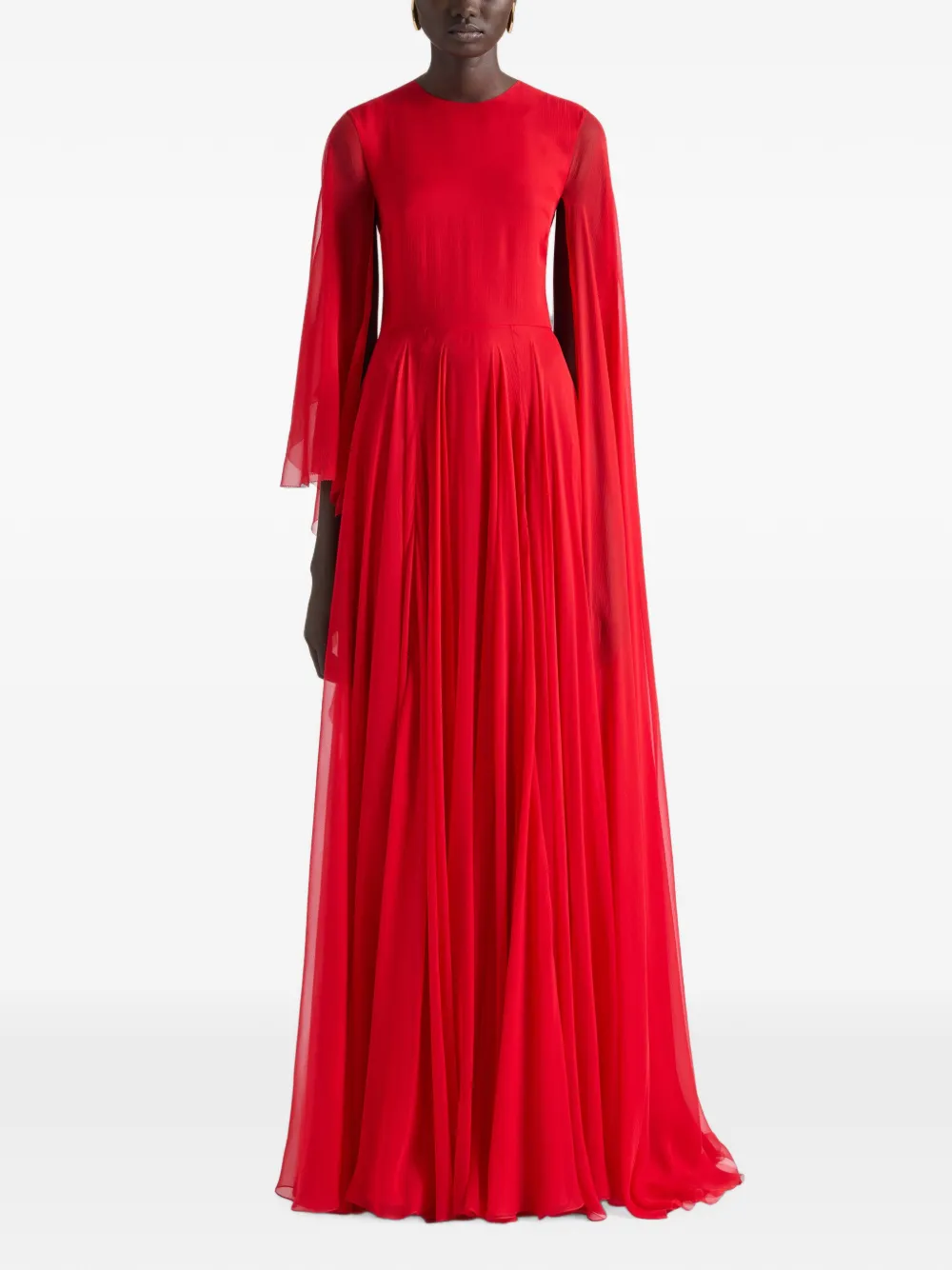 Givenchy Gedrapeerde avondjurk van chiffon met cape Rood