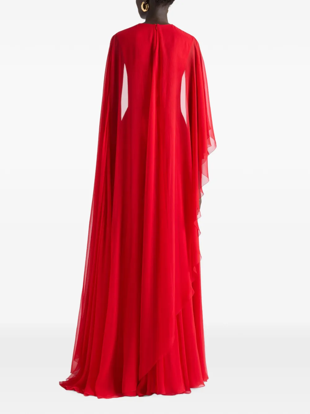 Givenchy Gedrapeerde avondjurk van chiffon met cape Rood