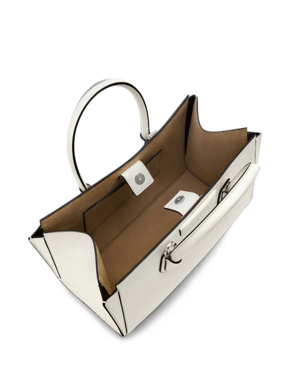 Givenchy Small Antigona Catchall Bag in Shiny Grained Leather in White, view 3