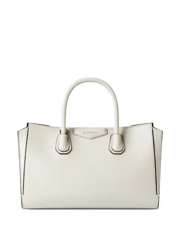 Givenchy Small Antigona Catchall Bag in Shiny Grained Leather in White
