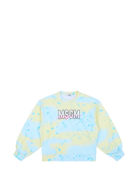 MSGM Kids paint-splatter logo-print sweater