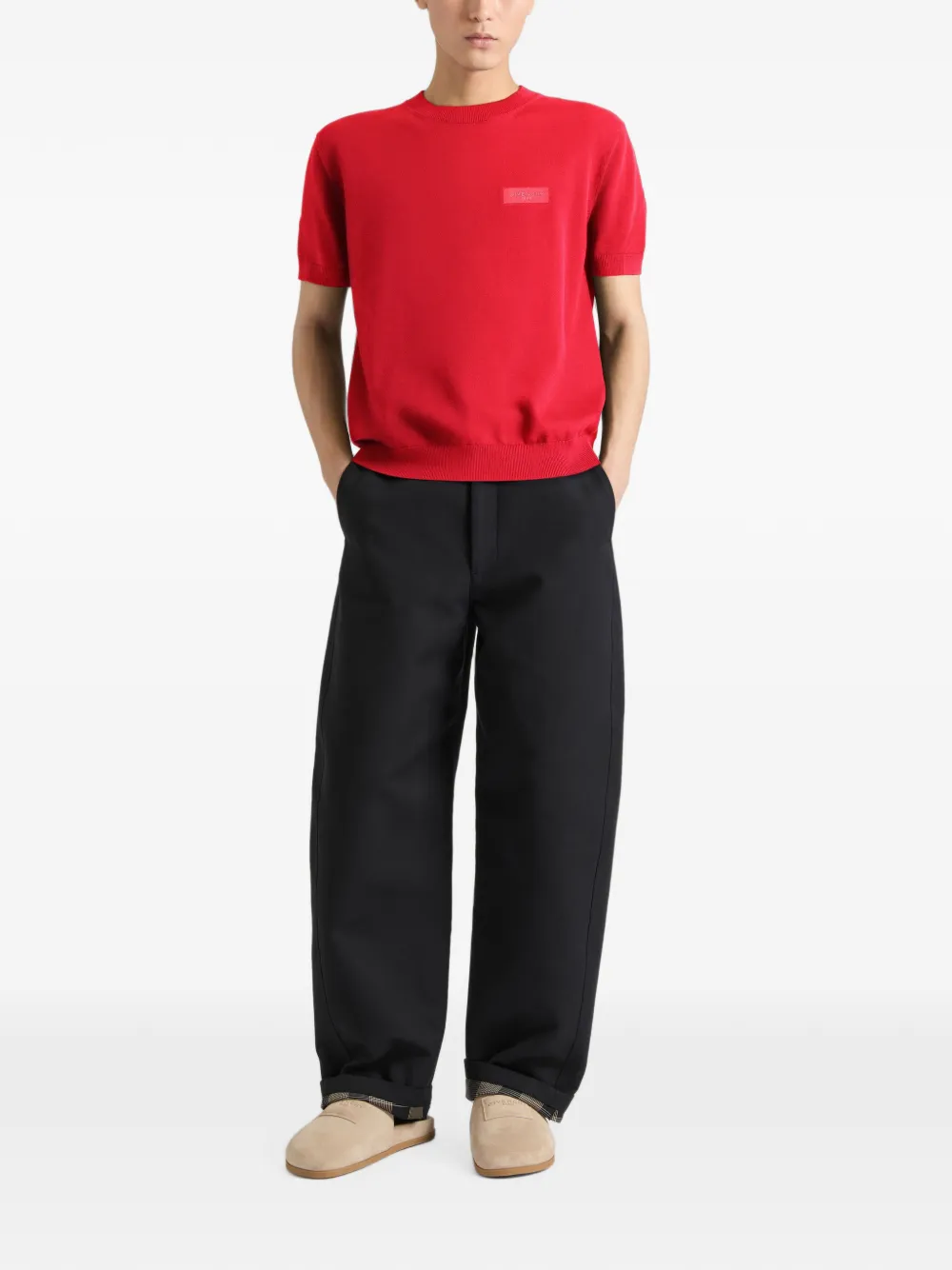 Givenchy Couture Seam gebreid T-shirt met grosgrain-detail Rood