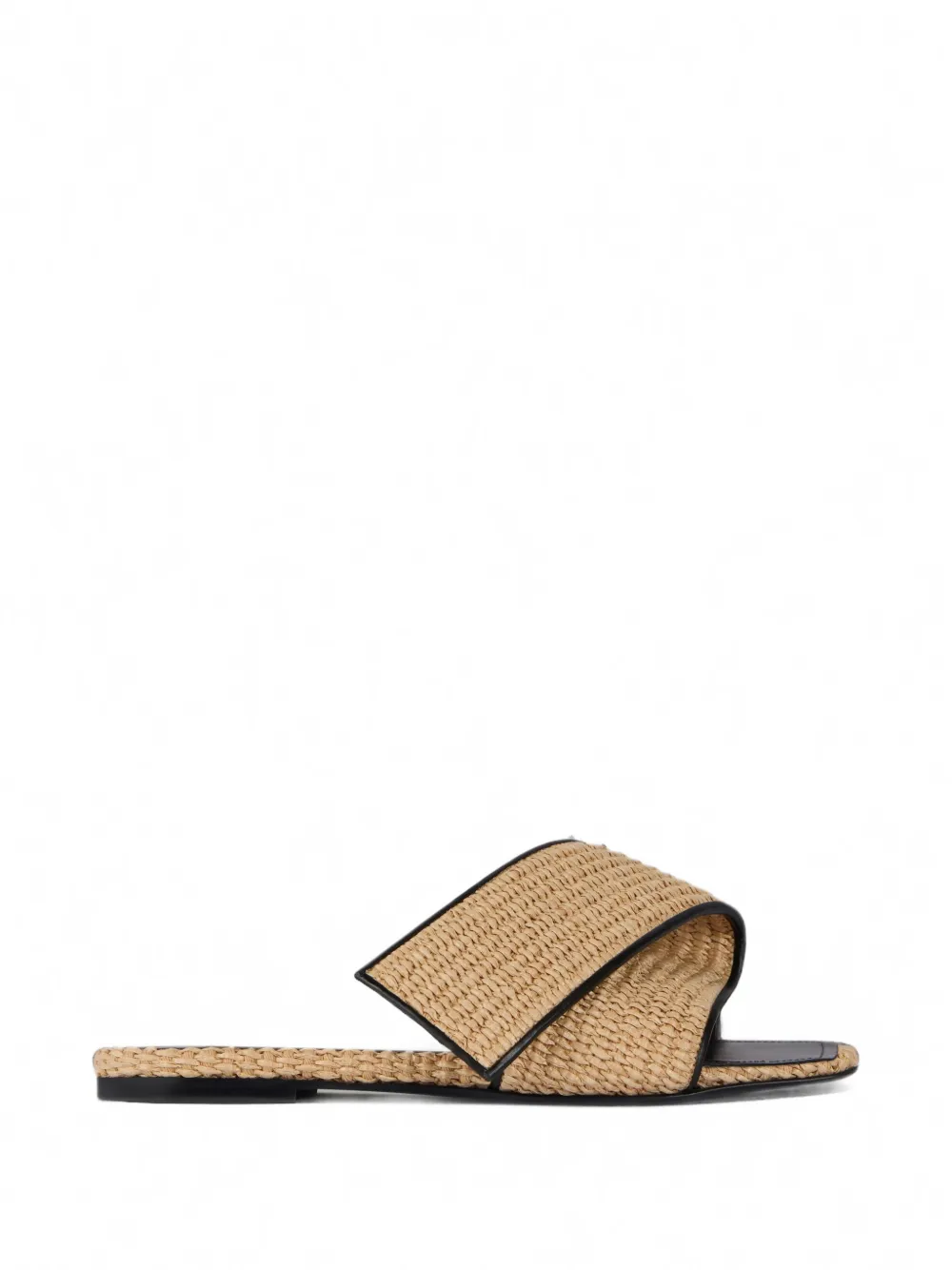 Givenchy Sliced Square Raffia-effect Flat Mules In Brown