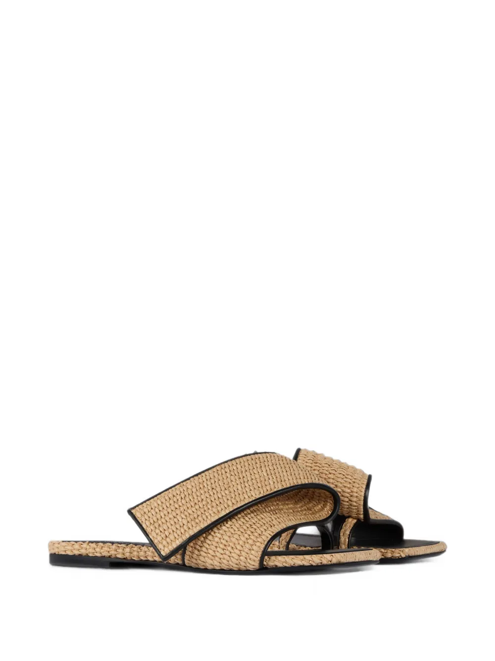 Givenchy Sliced Square Raffia-effect Flat Mules In Brown
