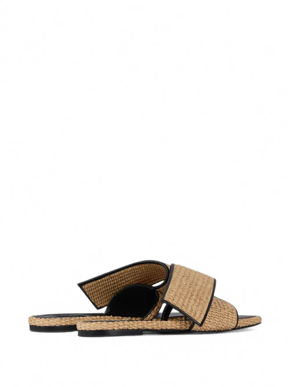 Givenchy Sliced Square Raffia-effect Flat Mules In Brown