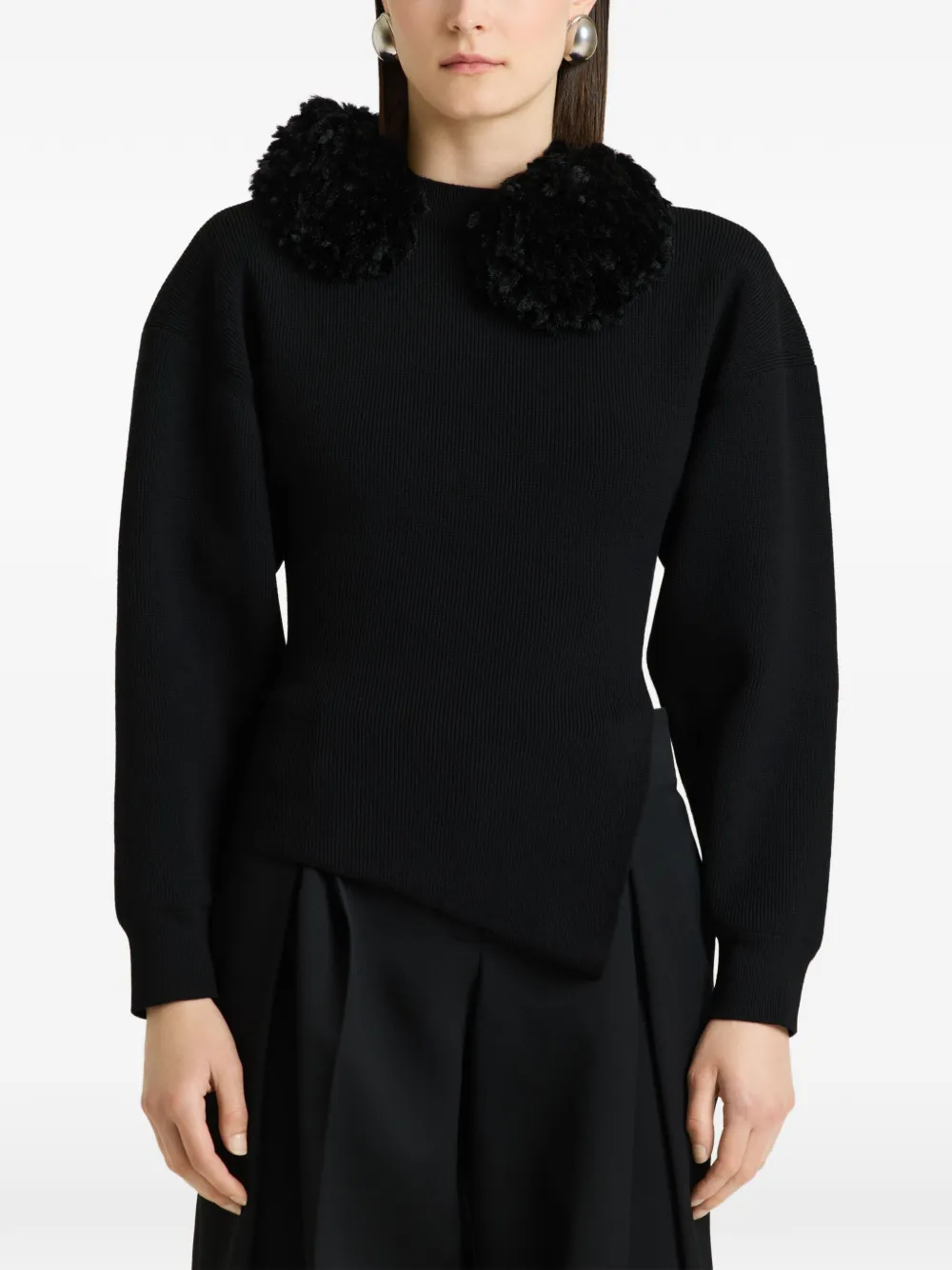 Givenchy Wollen asymmetrische trui met pompons Zwart