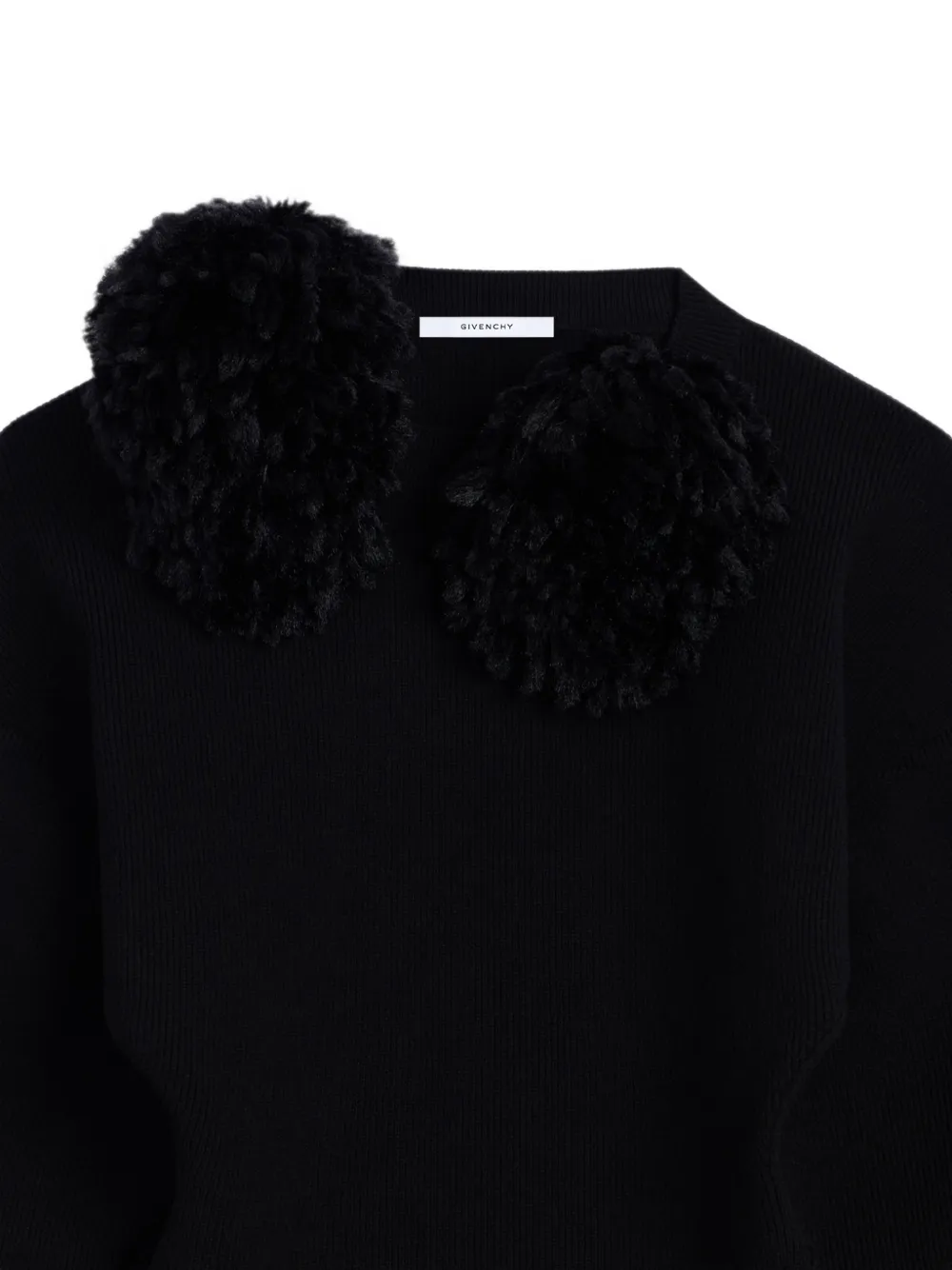 Givenchy Wollen asymmetrische trui met pompons Zwart