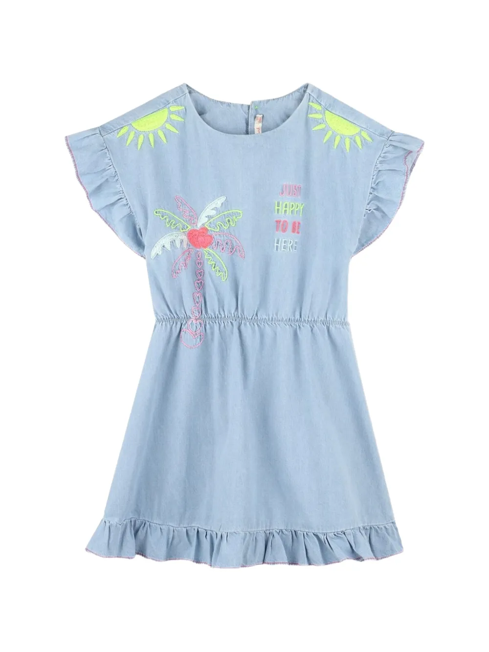 Billieblush robe volantée à broderies - Bleu