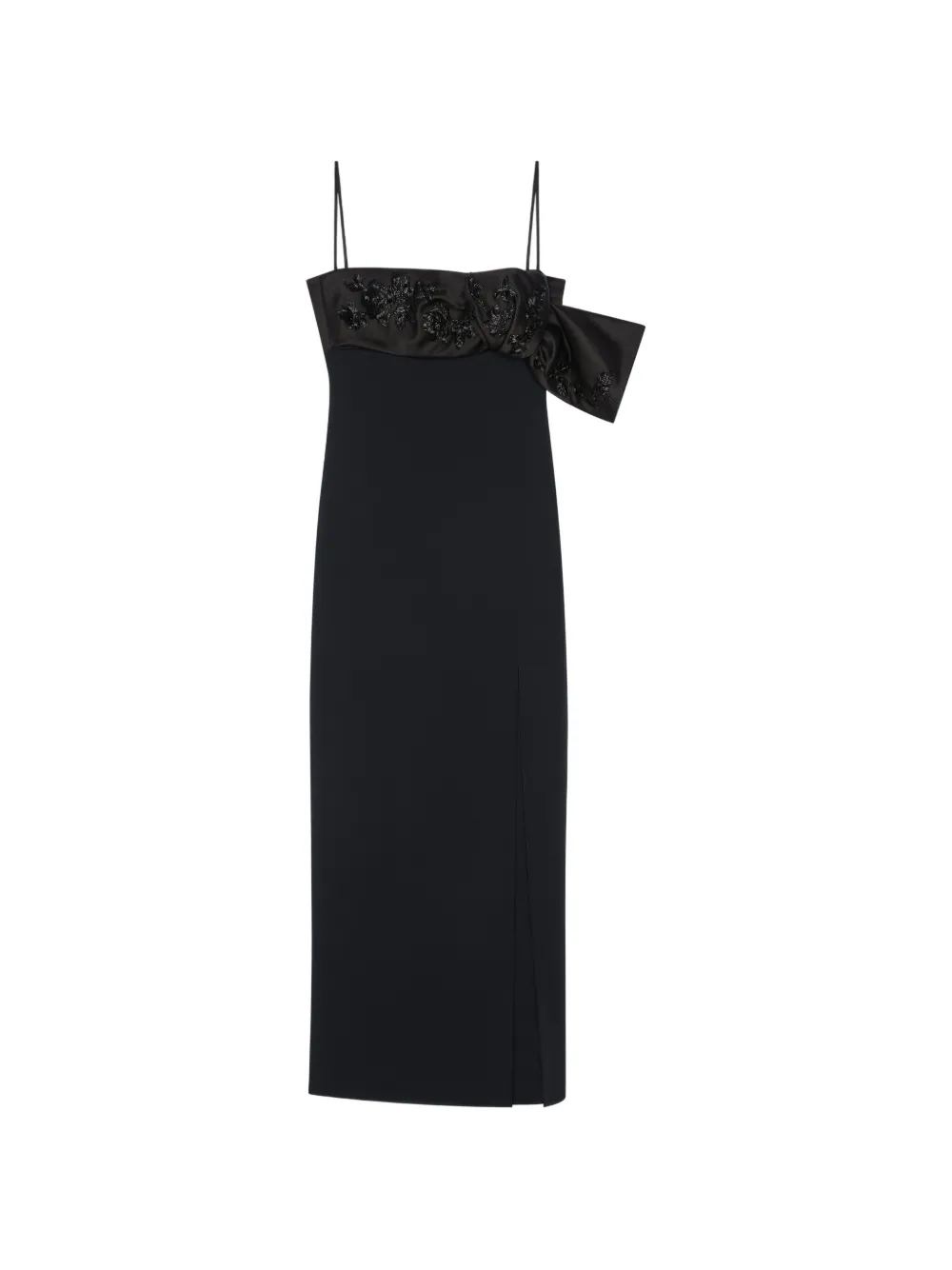 Givenchy Sliced crêpe cady maxi-jurk met geborduurde strik Zwart