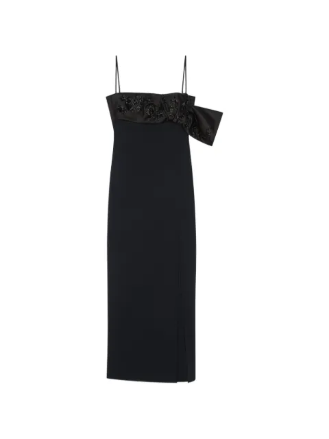 Givenchy sliced long dress in crepe cady with embroidered bow