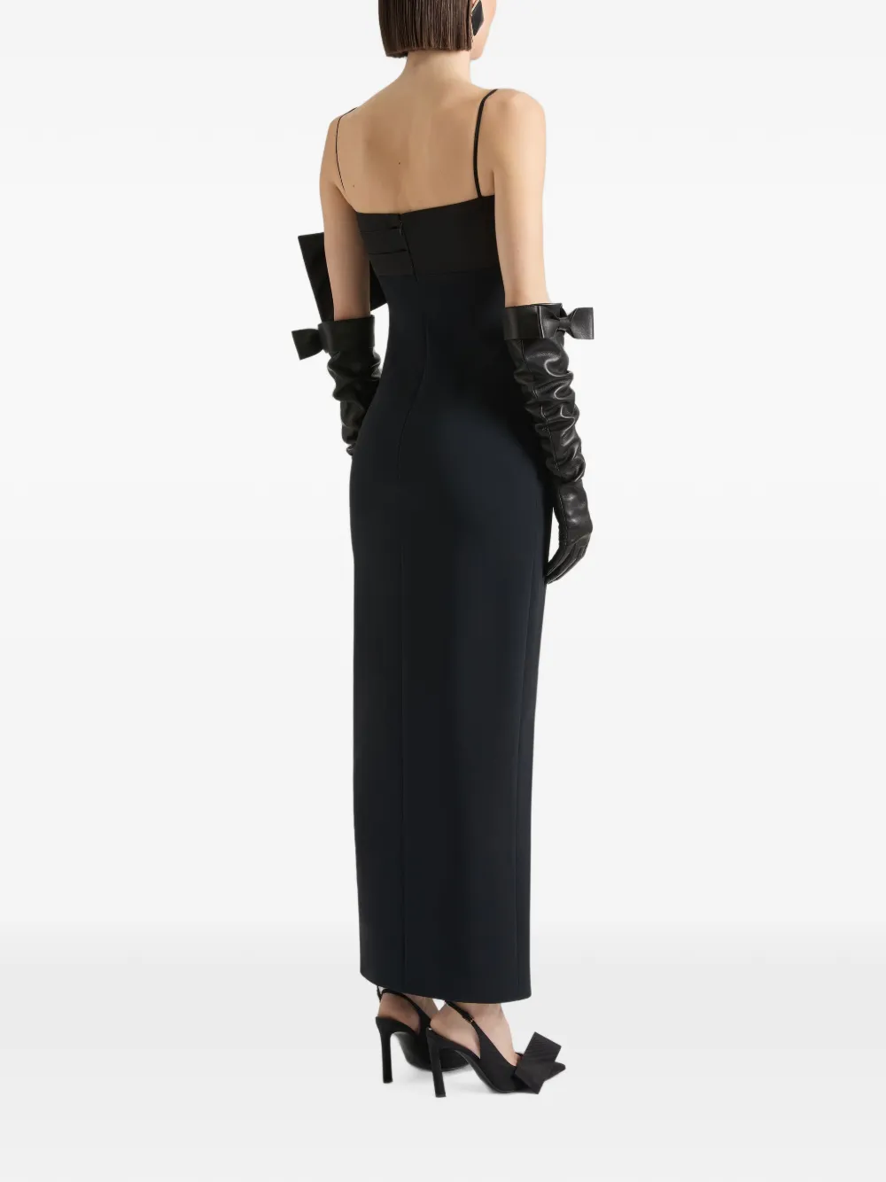 Givenchy Sliced crêpe cady maxi-jurk met geborduurde strik Zwart