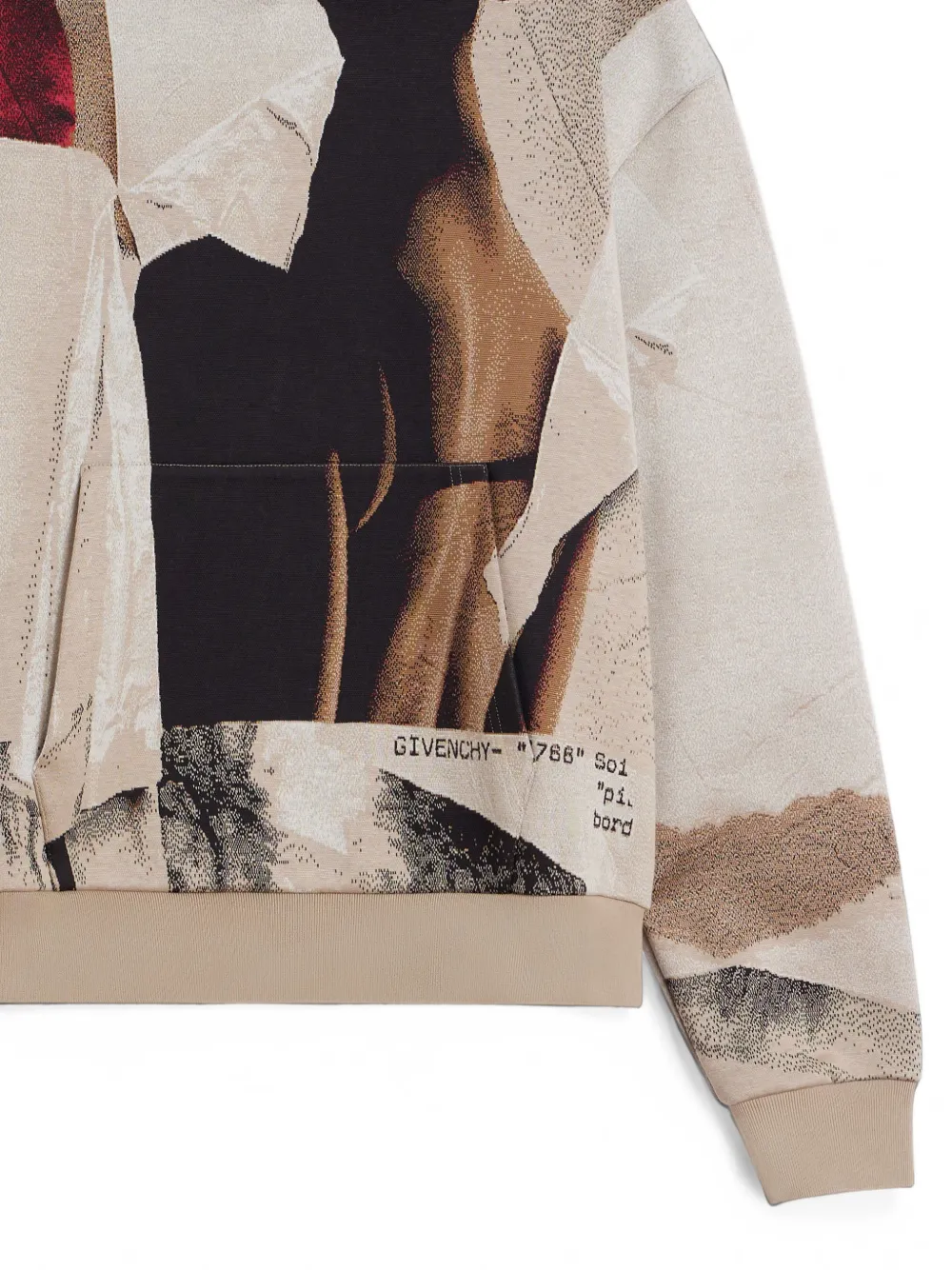 Givenchy Couture Seam hoodie met Ripped Papers-jacquard Beige