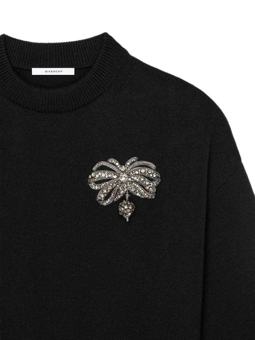 Givenchy Wollen trui met geborduurde strik Zwart