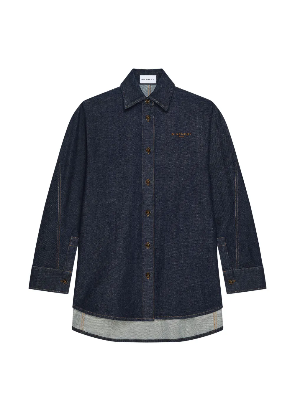Givenchy chemise Cocoon en jean brut avec broderie GIVENCHY - Bleu Givenchy chemise Cocoon en jean brut avec broderie GIVENCHY - Bleu
