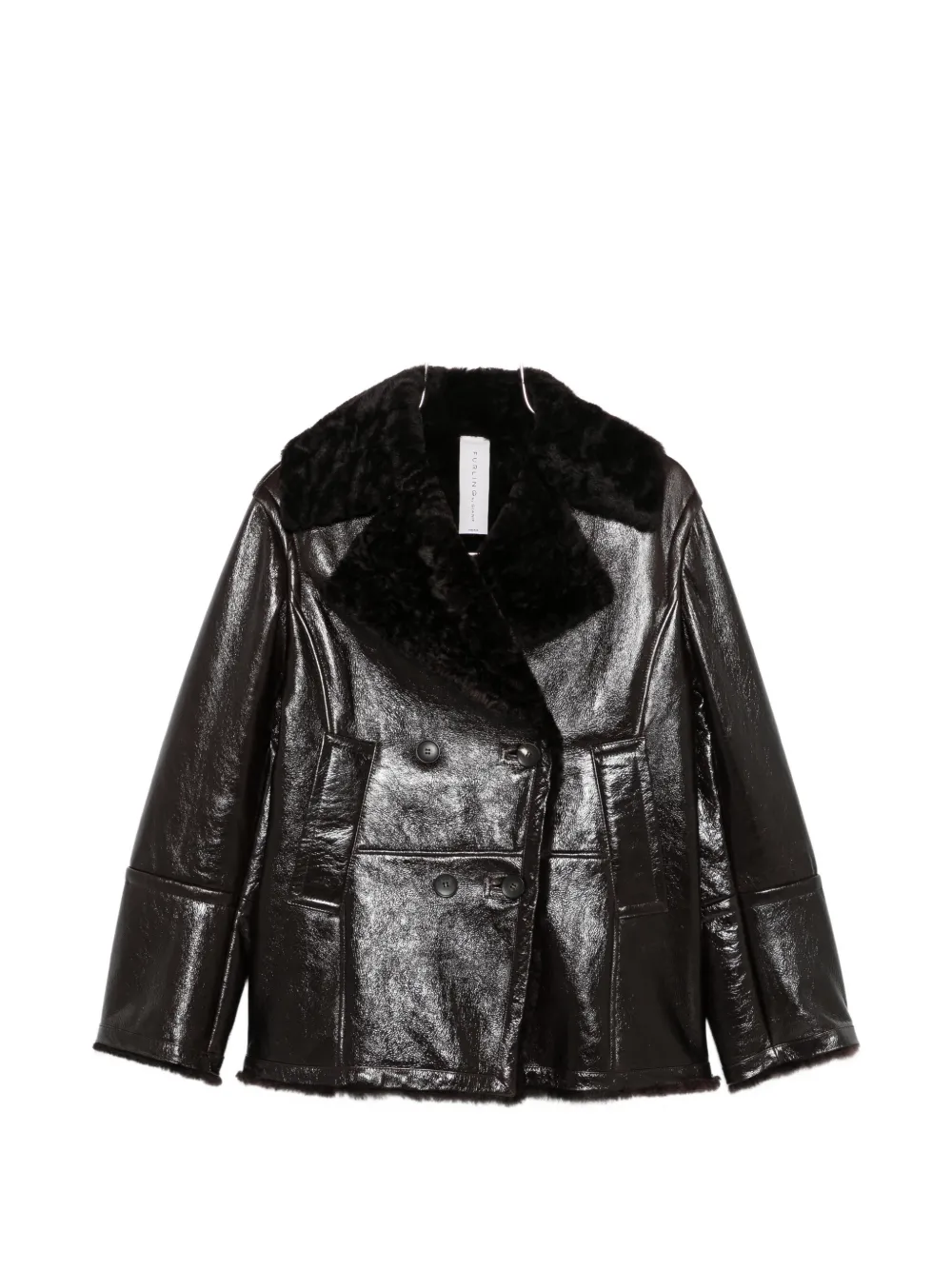 FURLING BY GIANI shearling-collar double-breasted jacket - Braun