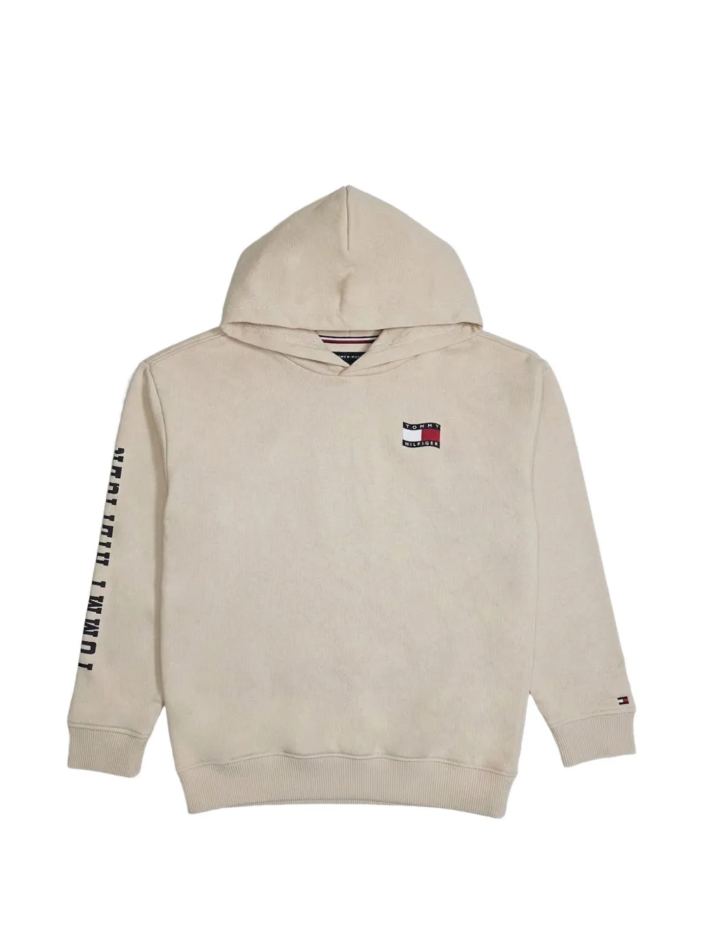 Tommy Hilfiger Junior Felpa a maniche lunghe con applicazione logo e cappuccio - Toni neutri