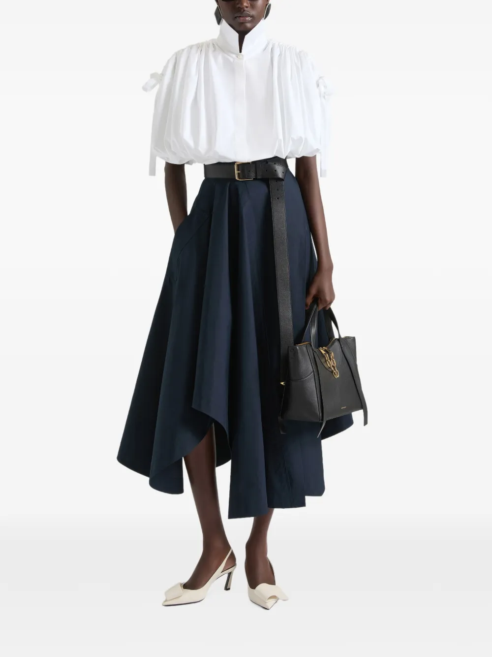 Givenchy Cropped popeline blouse met ruches Wit