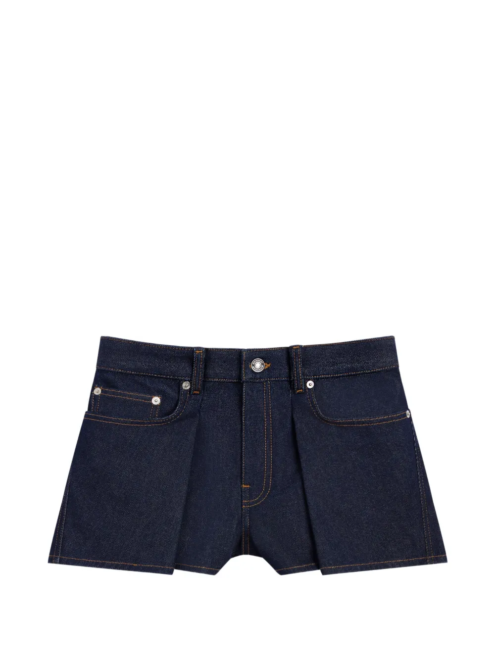 Givenchy Pleated Denim Shorts In Blue