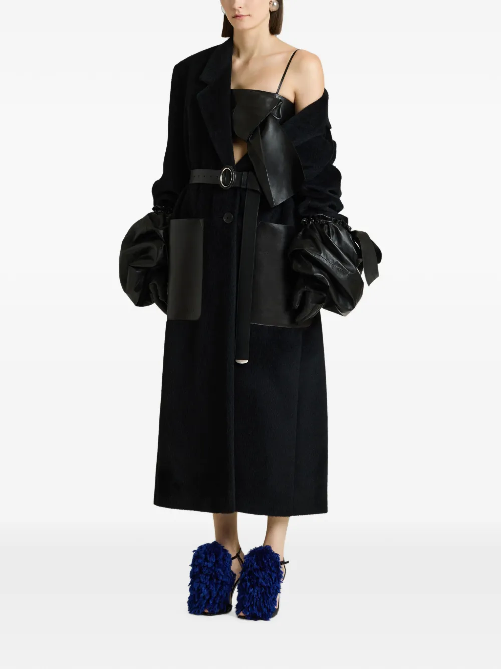 Givenchy Wollen jas met leren zakken Zwart