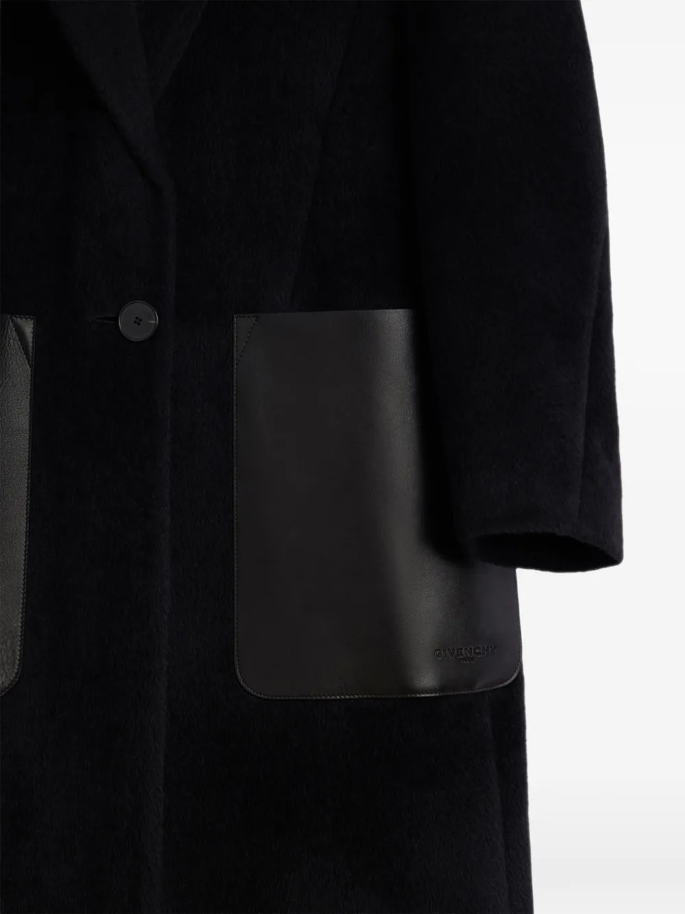 Givenchy Wollen jas met leren zakken Zwart