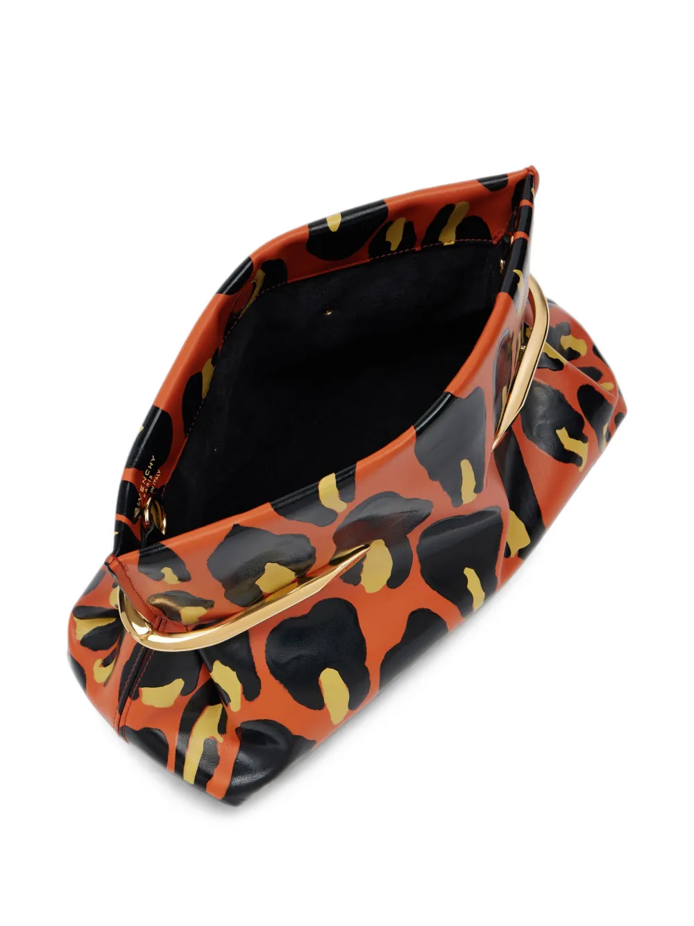 Givenchy Pinch Soft clutch van nappa leer met luipaardprint Oranje