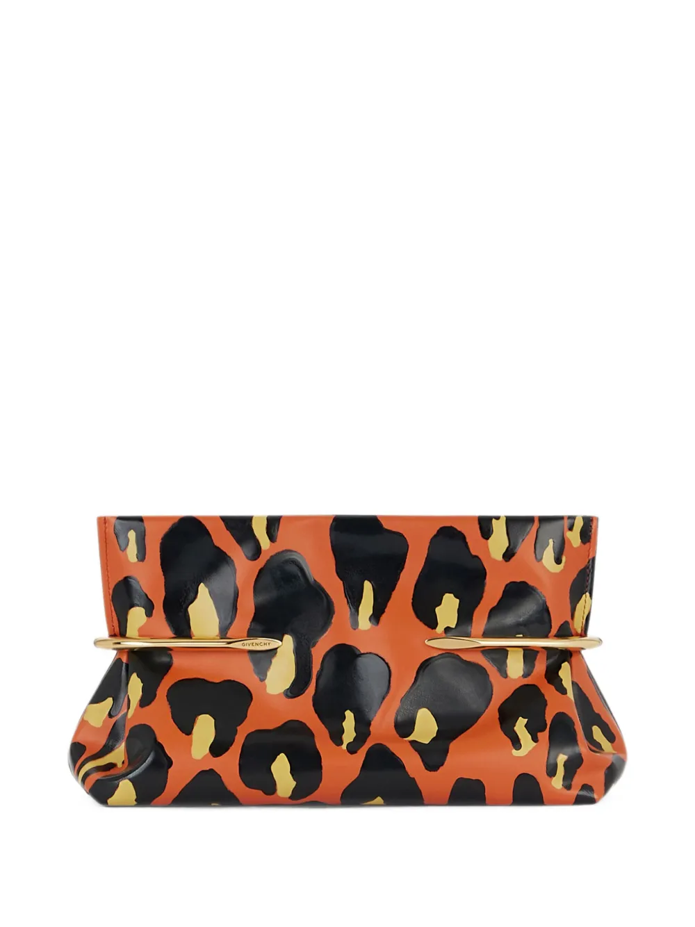Givenchy Pinch Soft clutch van nappa leer met luipaardprint Oranje